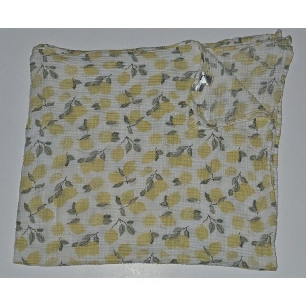 Hudson Baby HB Lemon Print Muslin 100% Cotton Swaddle Blanket Baby Lovey Yellow